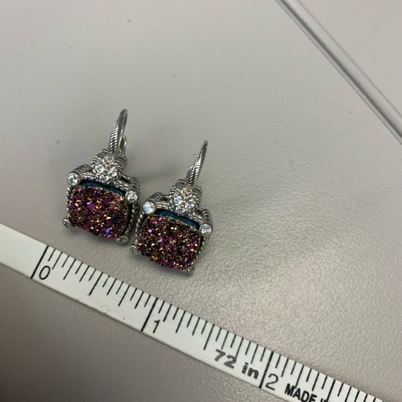 Judith Ripka large SS druzy earrings - Picture 3 of 8